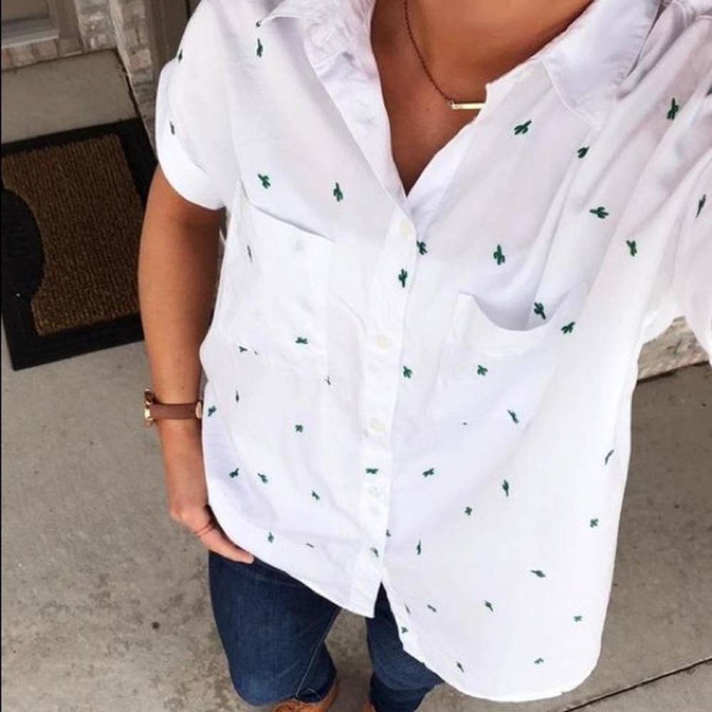 NWT Madewell 🌵Cactus Embroidered Courier Shirt